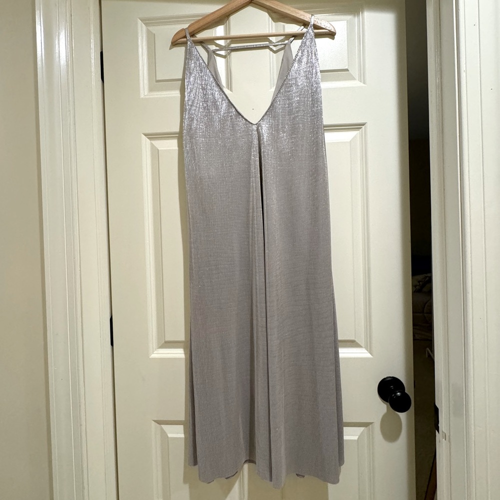 Topshop Party Dress. Size US 10. Shiny Silver.